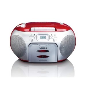 Lenco Portable FM Radio CD & Cassette Player | Red/Silver | SCD-420RD