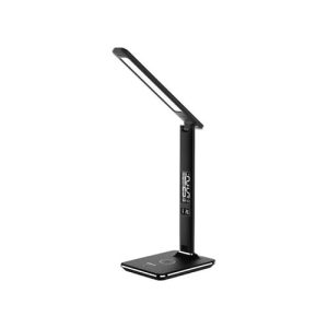 Groov-e ARES LED Desk Lamp with Wireless Charging Pad & Clock | Black | GVWC04BK