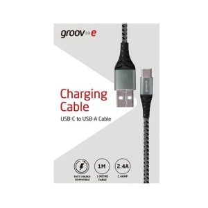 Groov-e 1m USB-C to USB-A Braided Charging Cable | GV-MA005-SG